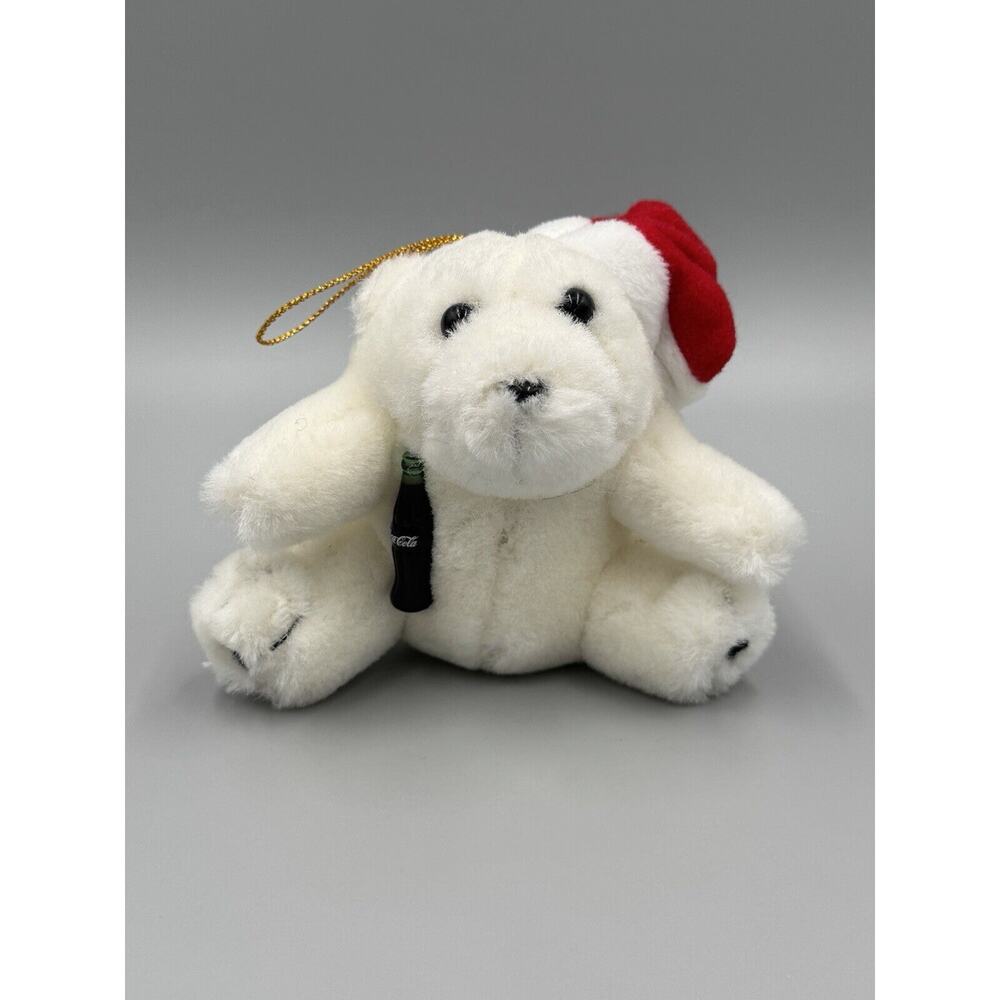 Vintage 1996 Coca Cola White Polar‎ Bear Christmas Hanging Ornament 4”